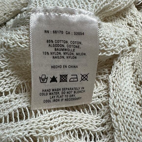 Angel of the North Top Womens Medium Tan Knit‎ Fringe Sheer Beachy Boho Festival - Picture 7 of 9